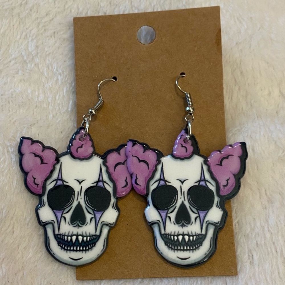 🏷️ CREEPY CLOWN & SKULL EARRINGS~BNWT~HORROR/GOTH/METAL/PUNK